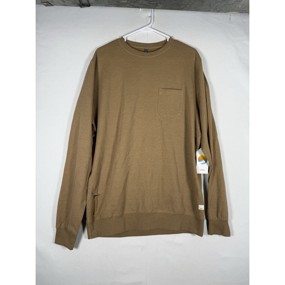 NWT Vuori Jeffreys Pullover Men's XL Long Sleeve Crew Neck Shirt Camel Heather